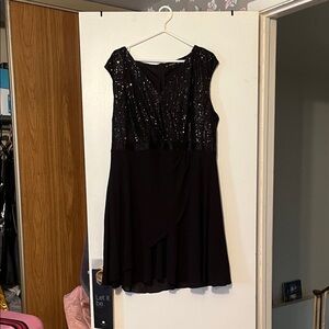 Miusol Black Sequin Cap-Sleeve Midi Dress